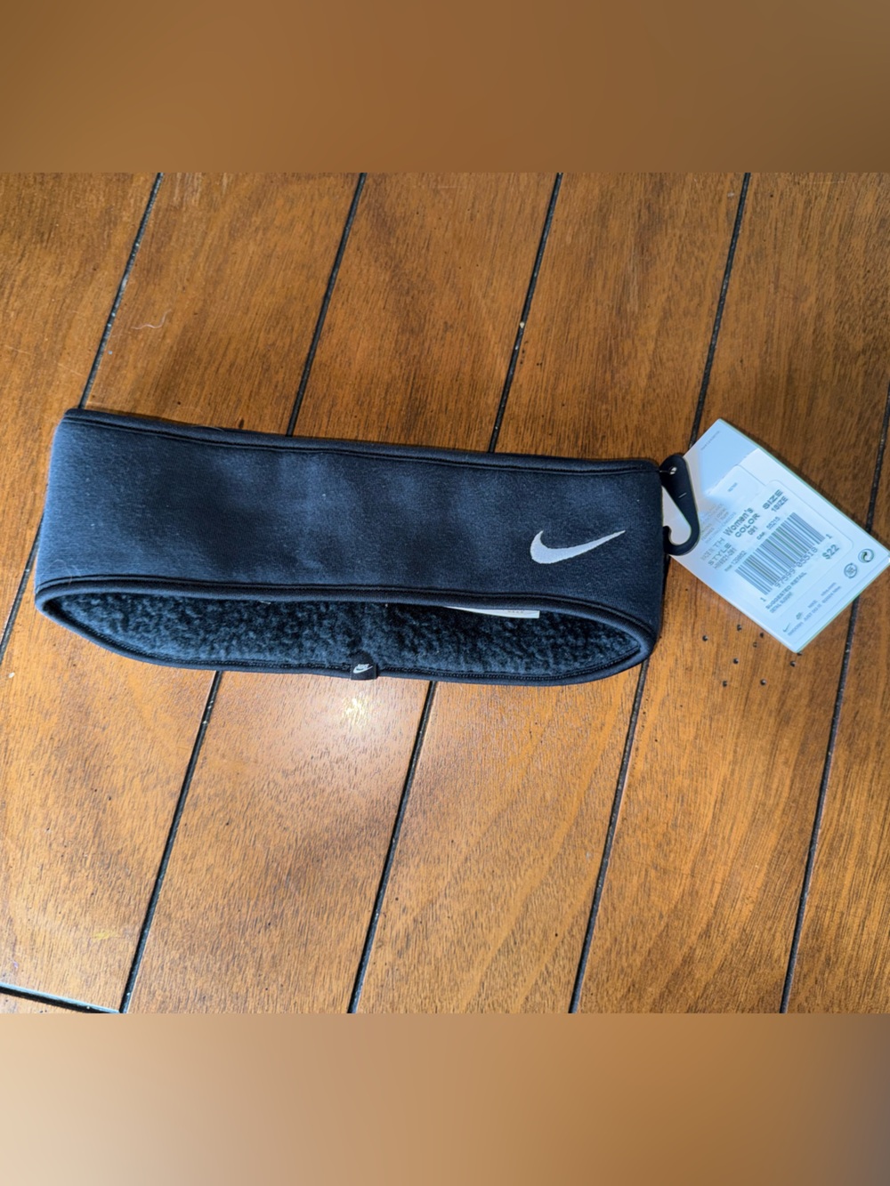 Nike Black Sherpa-Lined Headband with White Swoosh
